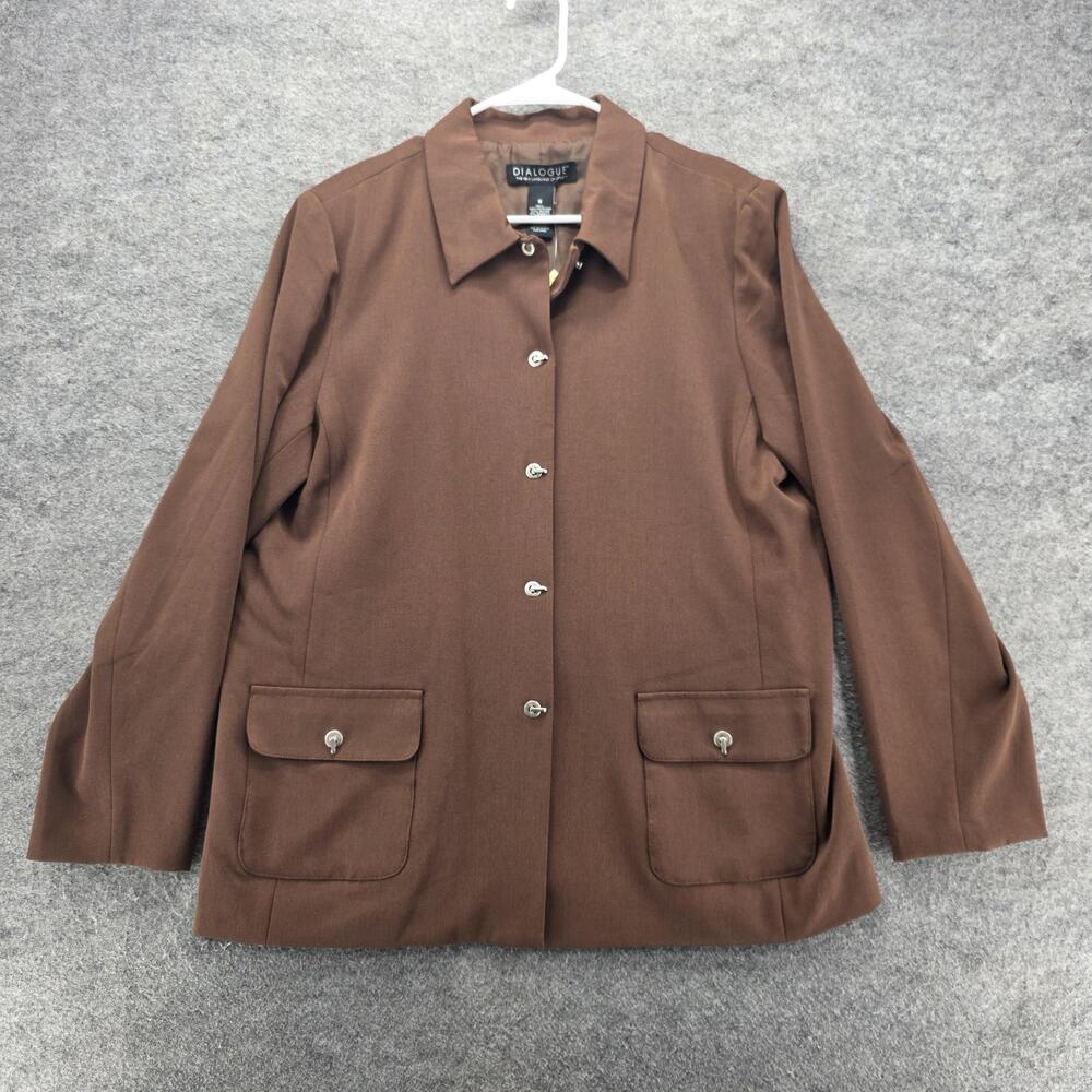 Dialogue Jacket Womens 16 Twin Stretch Button Front Pockets Blazer QVC Blazer